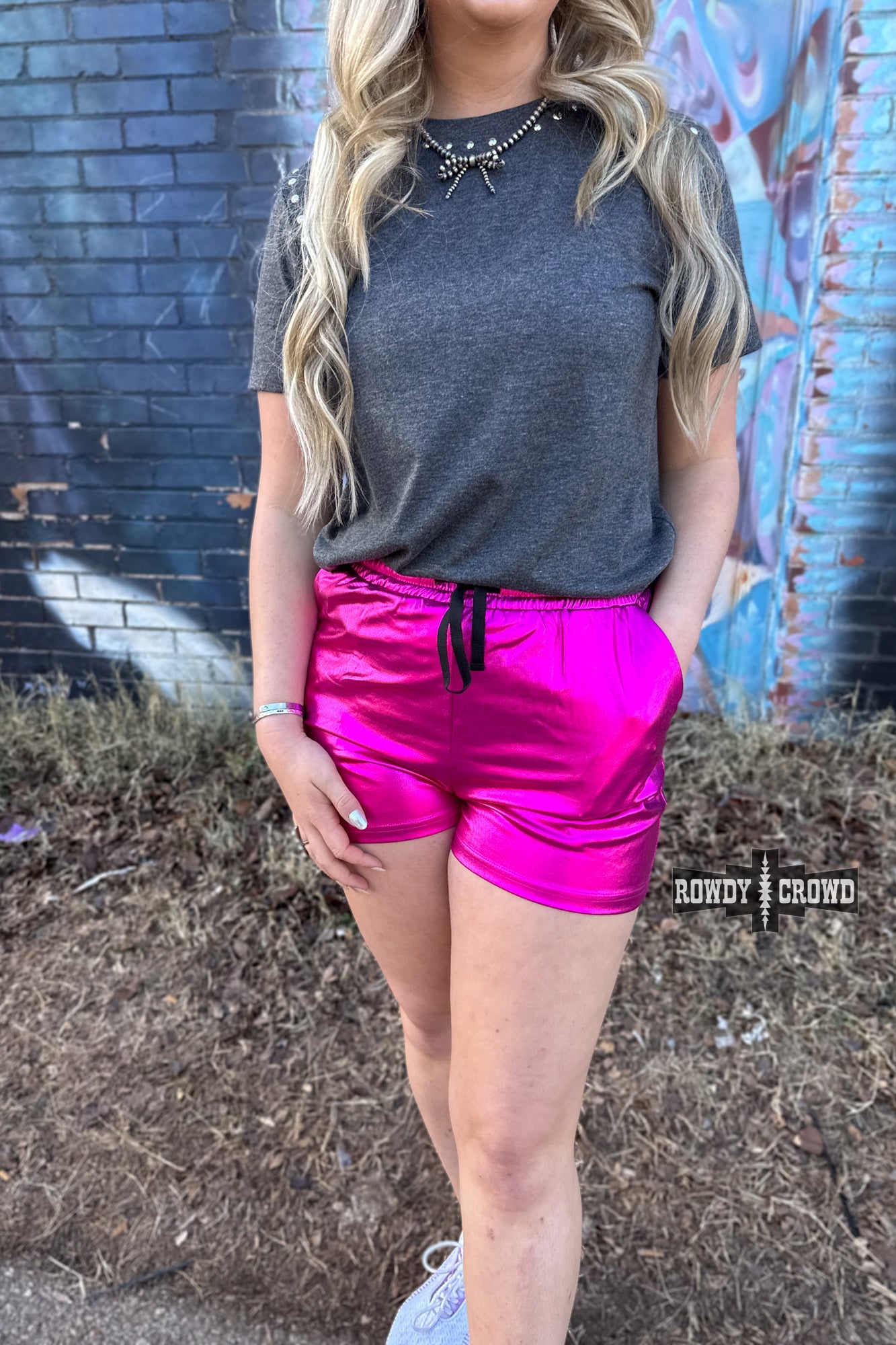 Pink Metallic Shorts